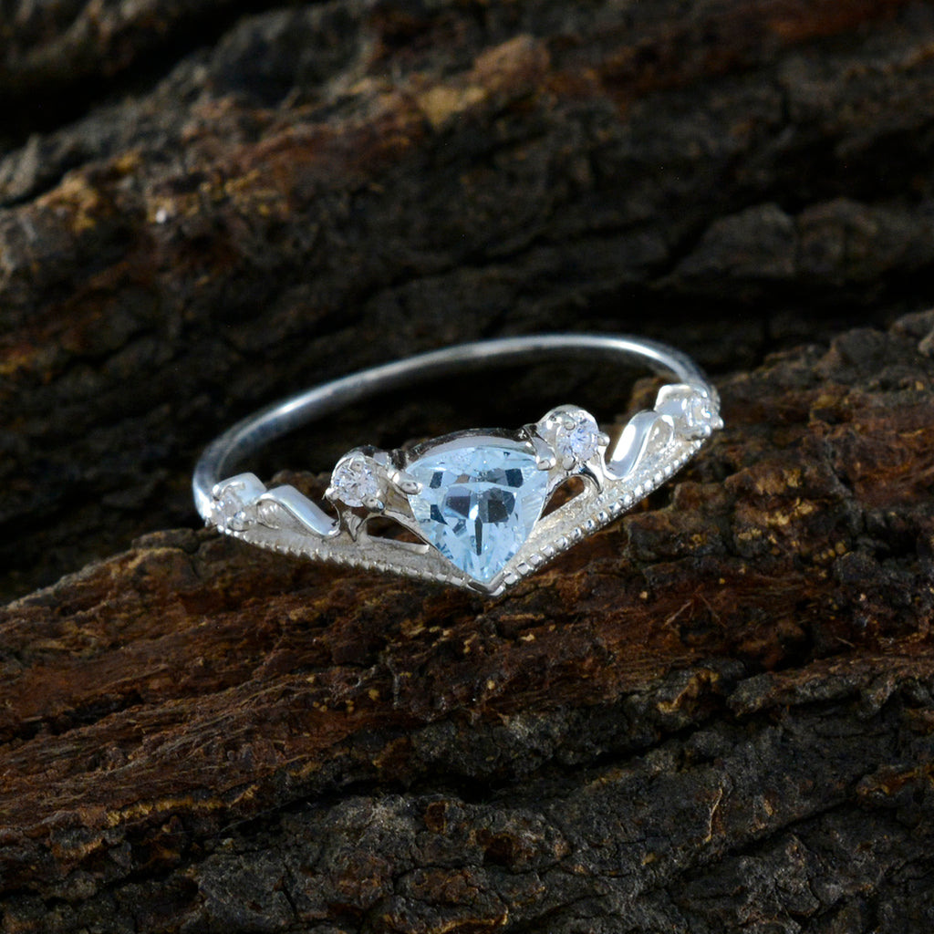 Blue Topaz Halo Japanese 925 Silver Blue Gems Elegant  Glamorous Ring Jewellery