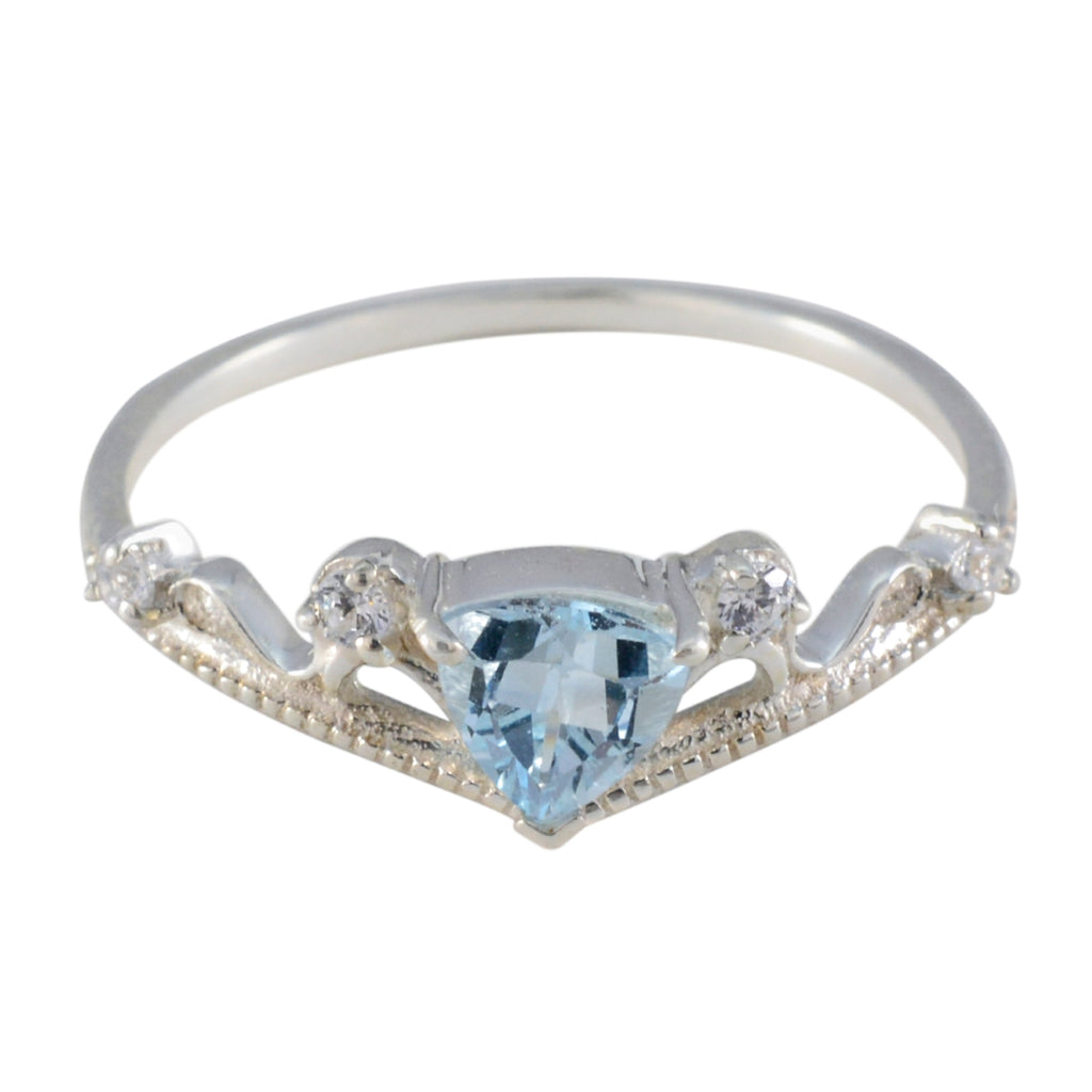 Blue Topaz Halo Japanese 925 Silver Blue Gems Elegant  Glamorous Ring Jewellery