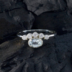 Blue Topaz Halo Japanese Sterling Silver Blue Gemstone Elegant  Abstract Ring Jewellery