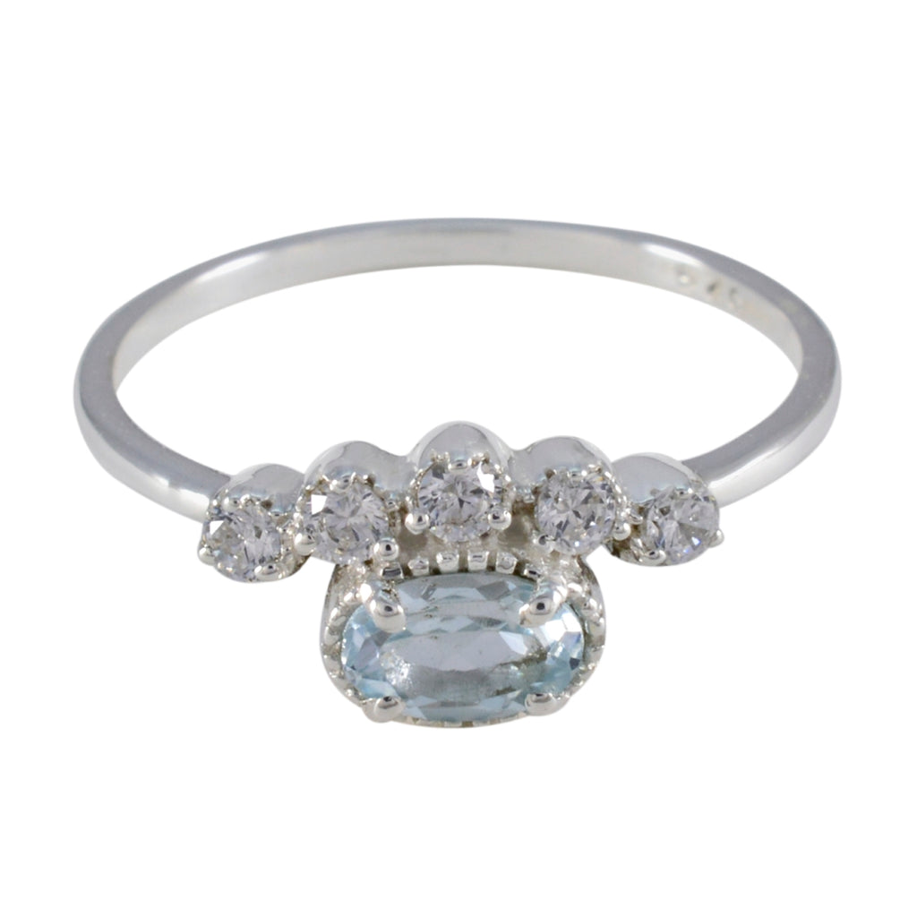 Blue Topaz Halo Japanese Sterling Silver Blue Gemstone Elegant  Abstract Ring Jewellery