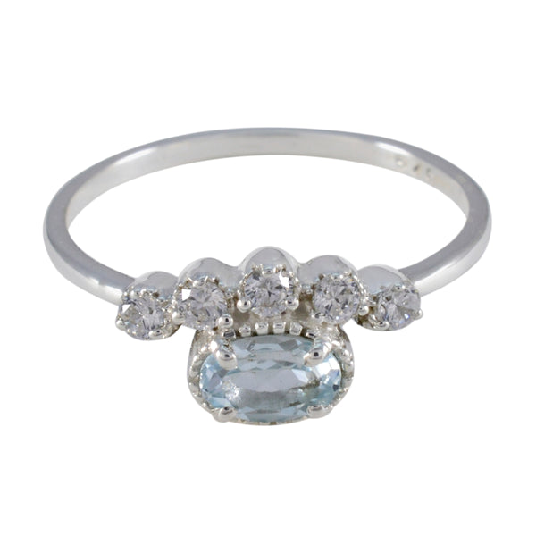 Blue Topaz Halo Japanese Sterling Silver Blue Gemstone Elegant  Abstract Ring Jewellery