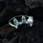 Blue Topaz Trilogy American 92.5 Silver Blue Gems Delicate crown Ring Jewellery