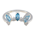 Blue Topaz Trilogy American 92.5 Silver Blue Gems Delicate crown Ring Jewellery