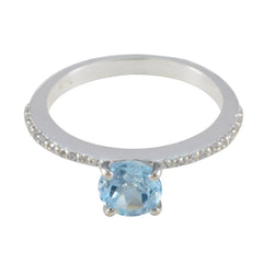 Blue Topaz Halo Turkish 925 Sterling Silver Blue Gemstone Whisper thin Romantic Ring Jewellery