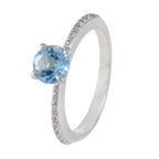 Blue Topaz Halo Turkish 925 Sterling Silver Blue Gemstone Whisper thin Romantic Ring Jewellery