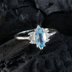 Blue Topaz Halo Japanese Sterling Silver Blue Gemstones Delicate Abstract Ring Jewelry