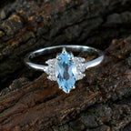Blue Topaz Halo Japanese Sterling Silver Blue Gemstones Delicate Abstract Ring Jewelry