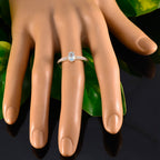 Blue Topaz Halo Korean 925 Sterling Silver Blue Gemstones Delicate Feminine Ring Jewellery