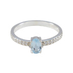 Blue Topaz Halo Korean 925 Sterling Silver Blue Gemstones Delicate Feminine Ring Jewellery