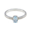 Blue Topaz Halo Korean 925 Sterling Silver Blue Gemstones Delicate Feminine Ring Jewellery