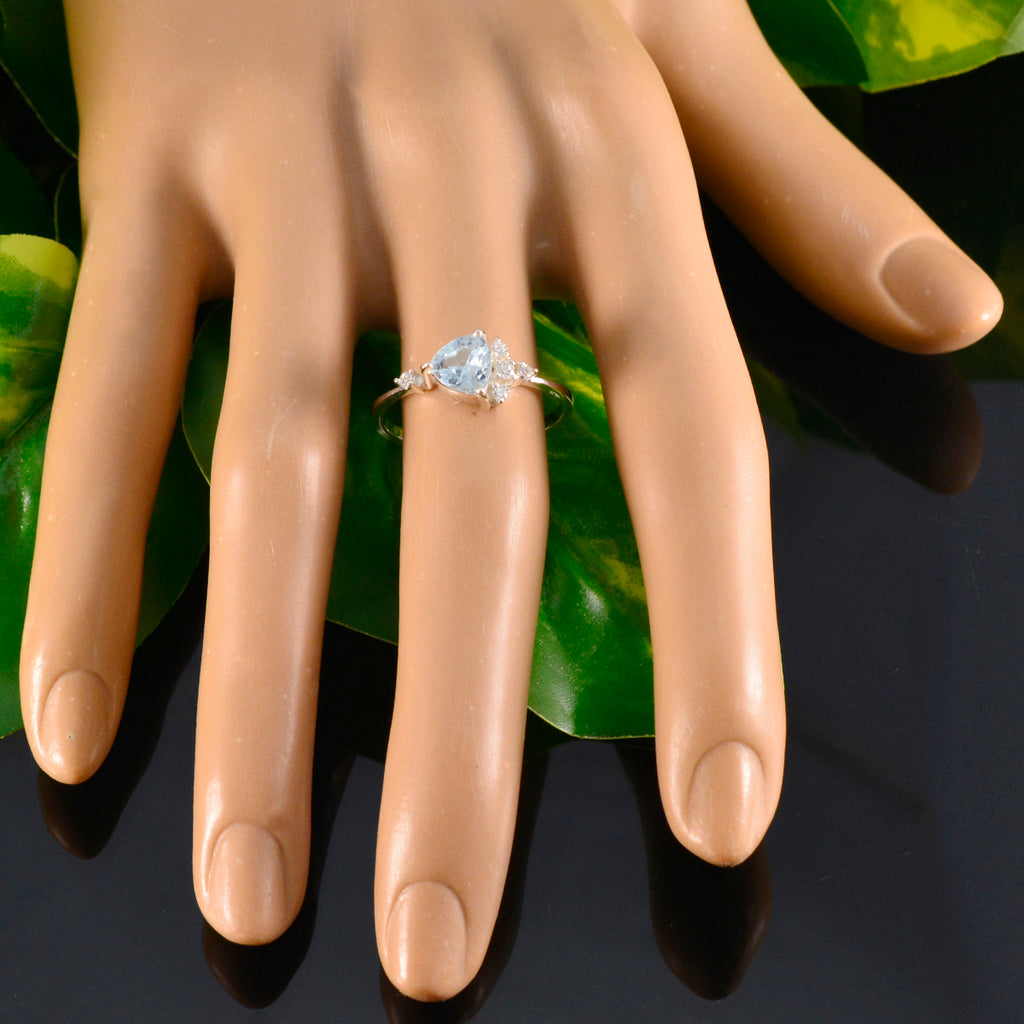 Blue Topaz Halo Japanese 925 Silver Blue Gemstone Delicate Modern Ring Jewellery