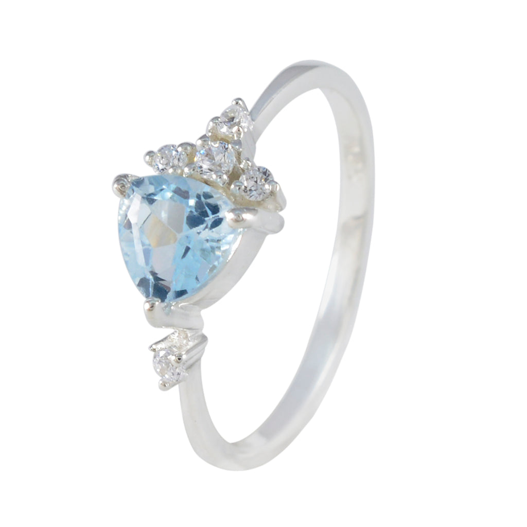 Blue Topaz Halo Japanese 925 Silver Blue Gemstone Delicate Modern Ring Jewellery