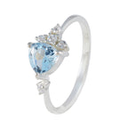 Blue Topaz Halo Japanese 925 Silver Blue Gemstone Delicate Modern Ring Jewellery