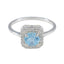 Blue Topaz Halo Korean 92.5 Silver Blue Gems Delicate Abstract Ring Jewelry