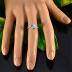 Blue Topaz Halo Korean 925 Silver Blue Gems Elegant  Contemporary Ring Jewellery