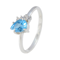 Blue Topaz Halo Korean 925 Silver Blue Gems Elegant  Contemporary Ring Jewellery