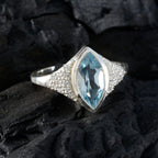 Blue Topaz Halo African Silver Blue Gems Featherlight Sophisticated Ring Jewellery