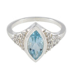 Blue Topaz Halo African Silver Blue Gems Featherlight Sophisticated Ring Jewellery