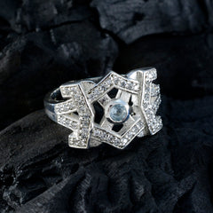 Blue Topaz Halo Moroccan Silver Blue Gemstone Classic Graceful Ring Jewellery