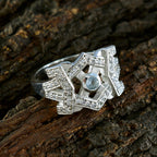 Blue Topaz Halo Moroccan Silver Blue Gemstone Classic Graceful Ring Jewellery