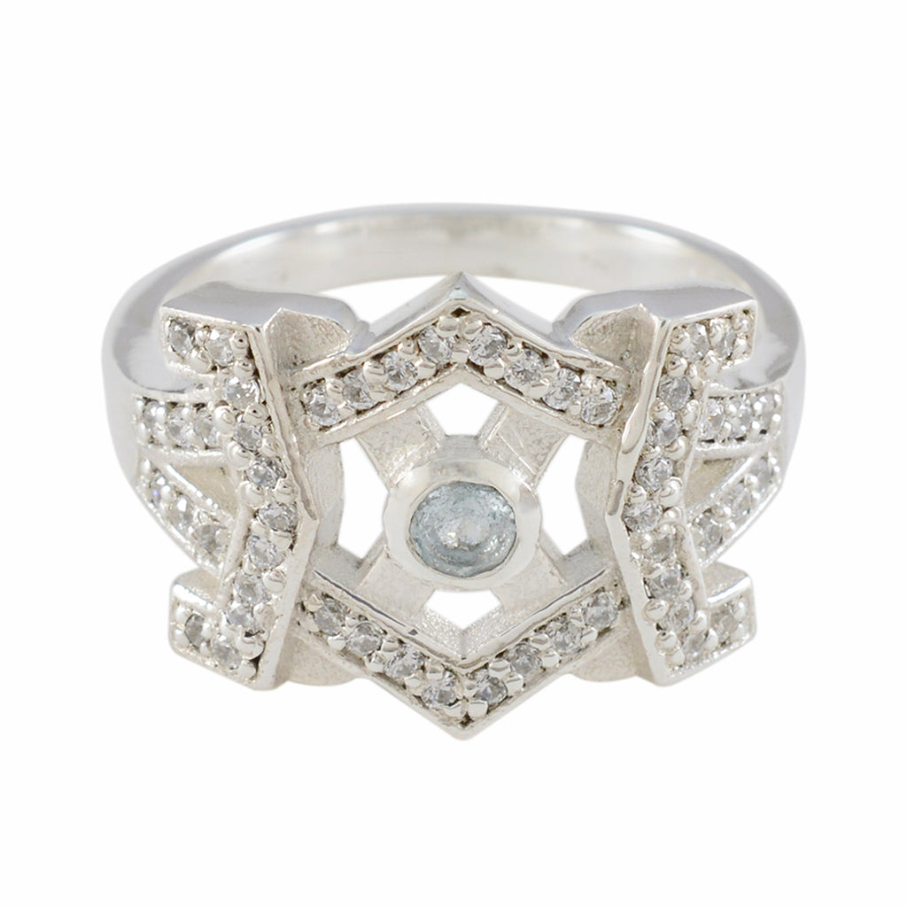 Blue Topaz Halo Moroccan Silver Blue Gemstone Classic Graceful Ring Jewellery