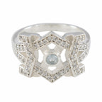 Blue Topaz Halo Moroccan Silver Blue Gemstone Classic Graceful Ring Jewellery