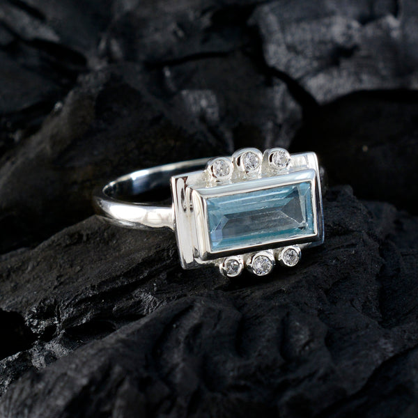 Blue Topaz Halo French 925 Silver Blue Gems Featherlight Luxurious Ring Jewellery