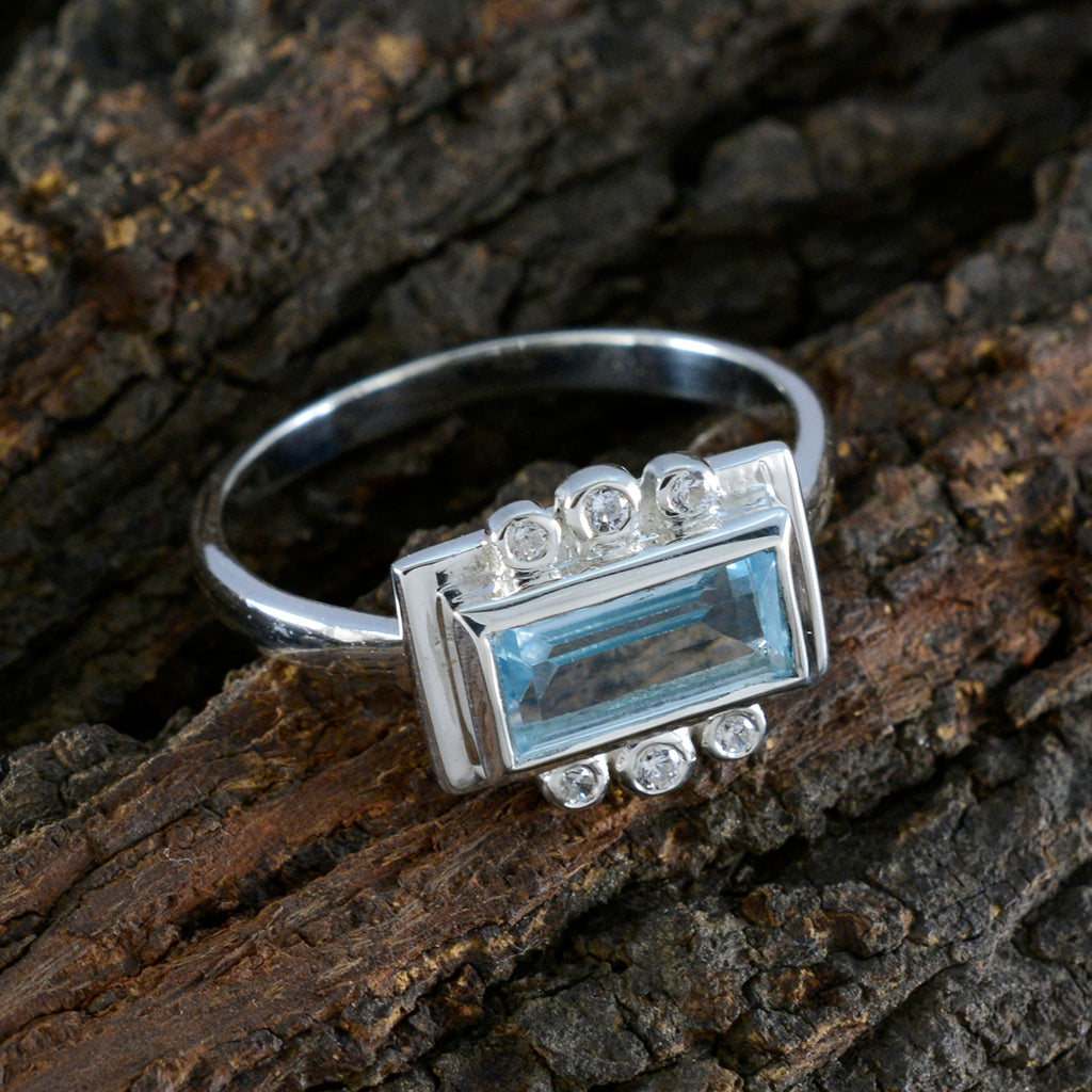 Blue Topaz Halo French 925 Silver Blue Gems Featherlight Luxurious Ring Jewellery
