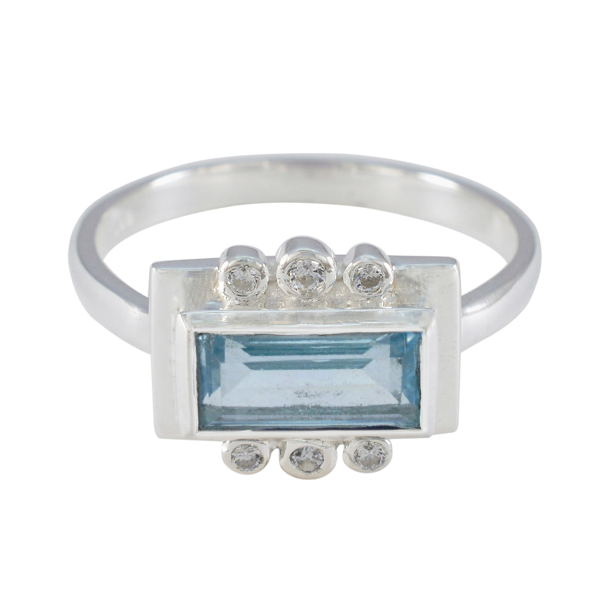 Blue Topaz Halo French 925 Silver Blue Gems Featherlight Luxurious Ring Jewellery