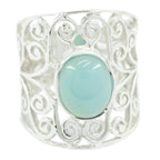 Blue Chalcedony Solitaire Spanish 92.5 Silver Blue Gems Eye catching Filigree Ring Jewellery