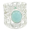 Blue Chalcedony Solitaire Spanish 92.5 Silver Blue Gems Eye catching Filigree Ring Jewellery