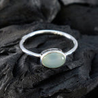 Aqua Chalcedony Solitaire American Silver Green Gems Elegant  Feminine Ring Jewellery
