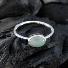 Aqua Chalcedony Solitaire American Silver Green Gems Elegant  Feminine Ring Jewellery
