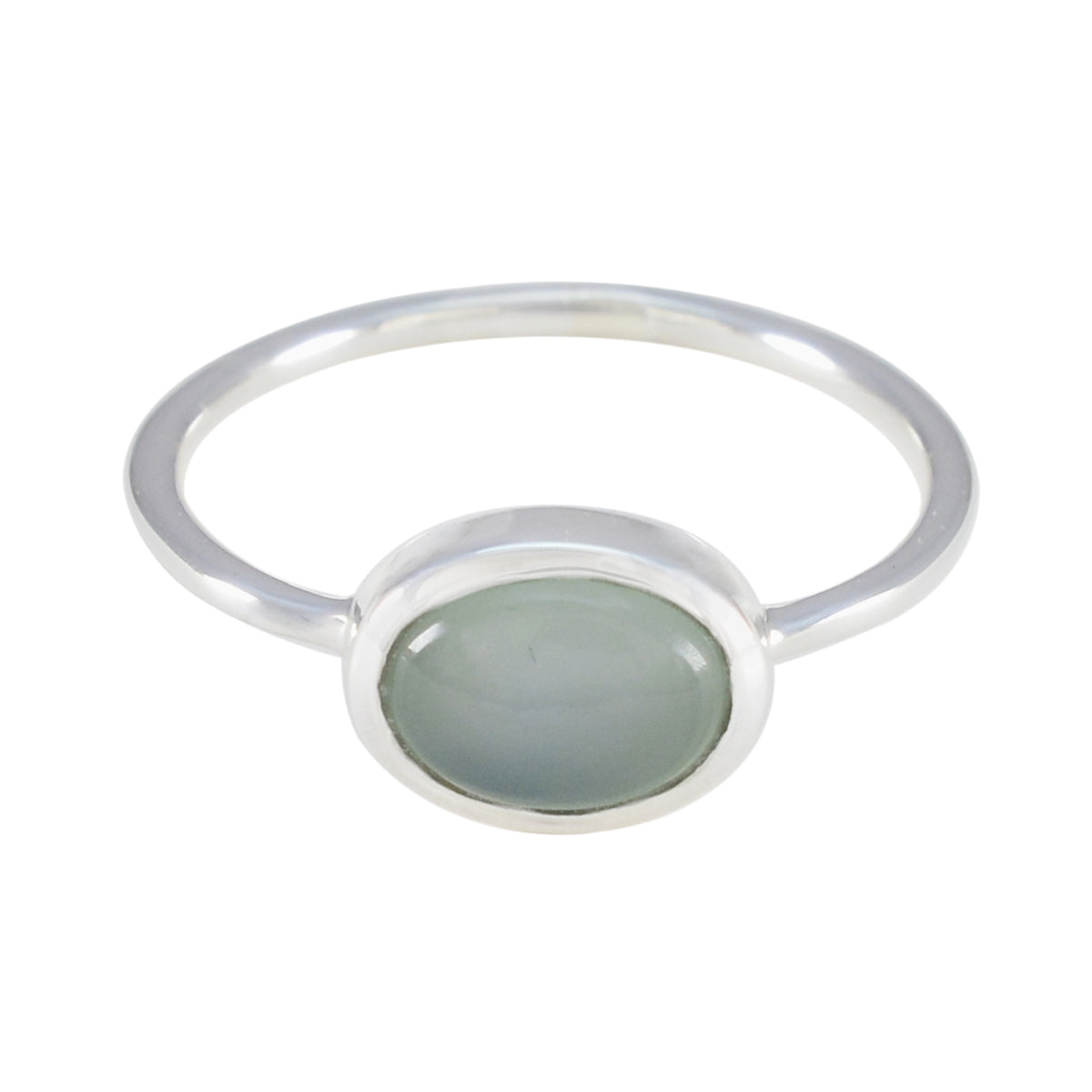 Aqua Chalcedony Solitaire American Silver Green Gems Elegant  Feminine Ring Jewellery