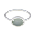Aqua Chalcedony Solitaire American Silver Green Gems Elegant  Feminine Ring Jewellery