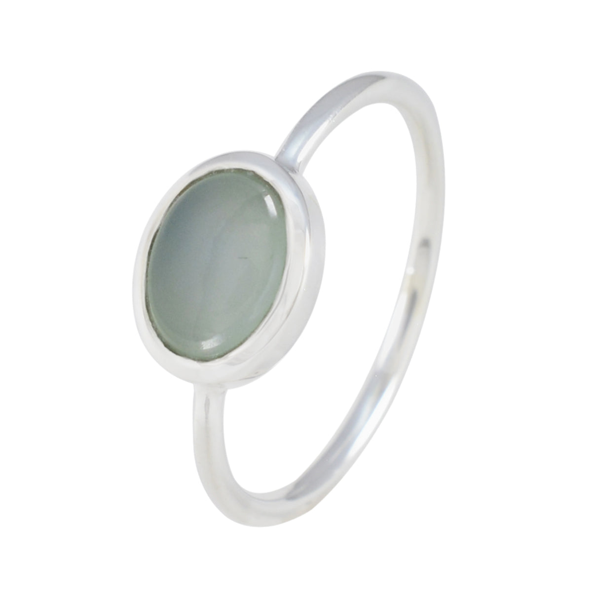 Aqua Chalcedony Solitaire American Silver Green Gems Elegant  Feminine Ring Jewellery