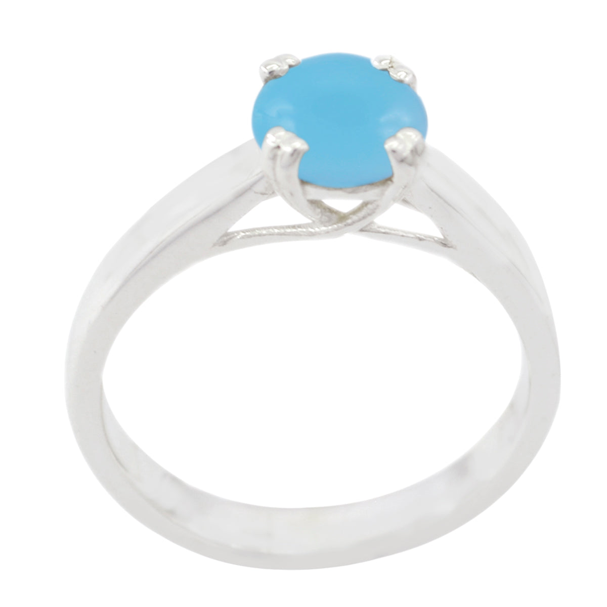 Blue Chalcedony Solitaire German 92.5 Silver Blue Gemstones Slim Graceful Ring Jewellery