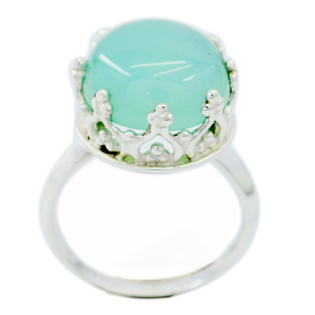 Blue Chalcedony Solitaire Russian Sterling Silver Blue Gems Minimal Art Deco Ring Jewelry