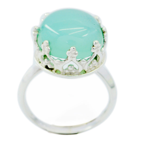 Blue Chalcedony Solitaire Russian Sterling Silver Blue Gems Minimal Art Deco Ring Jewelry