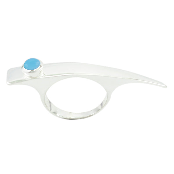 Blue Chalcedony Solitaire Russian Sterling Silver Blue Gemstones Versatile Glamorous Ring Jewelry