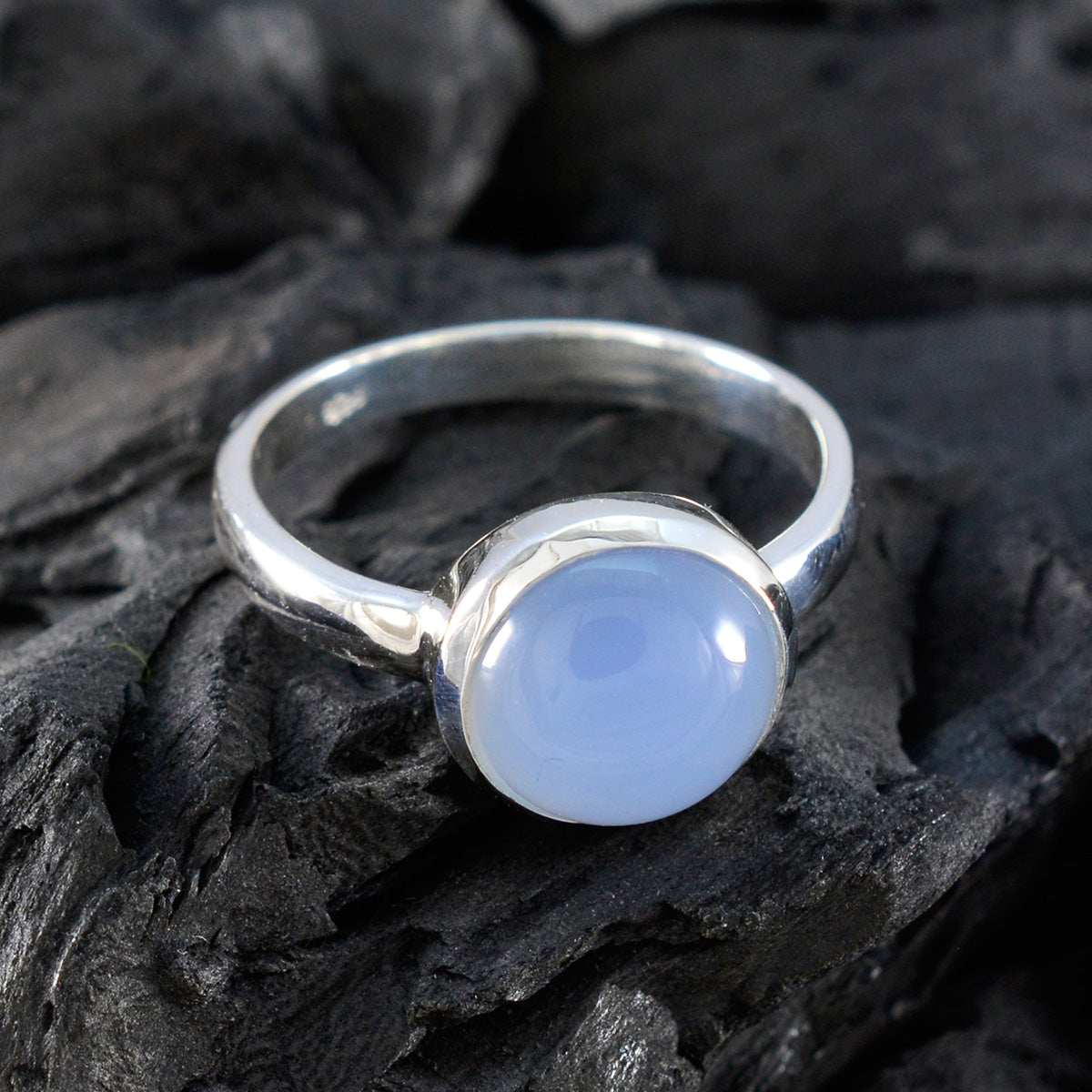 Aqua Chalcedony Solitaire Russian 925 Silver Green Gems Slim Modern Ring Jewelry