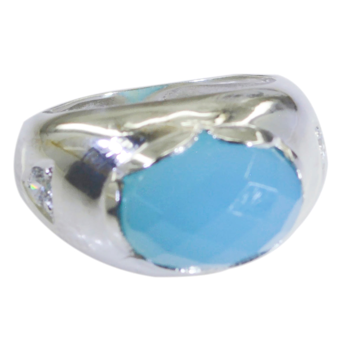 Aqua Chalcedony Solitaire Moroccan Silver Green Gems Versatile antique Ring Jewelry