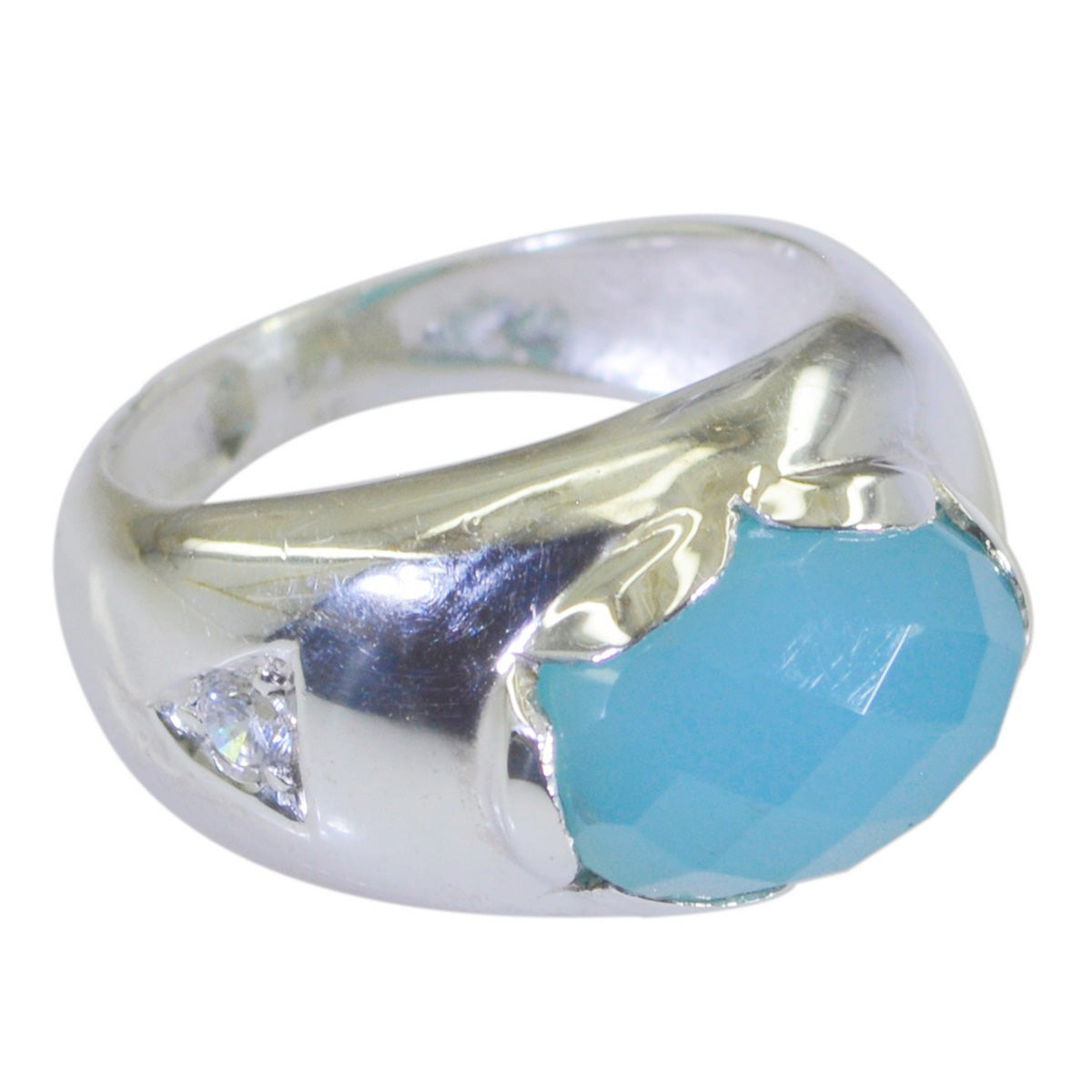 Aqua Chalcedony Solitaire Moroccan Silver Green Gems Versatile antique Ring Jewelry