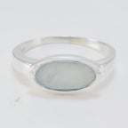 Aqua Chalcedony Solitaire Korean 925 Sterling Silver Green Gemstone Delicate Romantic Ring Jewelry