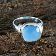 Aqua Chalcedony Solitaire African Silver Green Gems Eye catching Modern Ring Jewelry