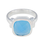 Aqua Chalcedony Solitaire African Silver Green Gems Eye catching Modern Ring Jewelry