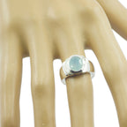 Blue Chalcedony Solitaire French 925 Silver Blue Gemstone Eye catching propsel Ring Jewellery