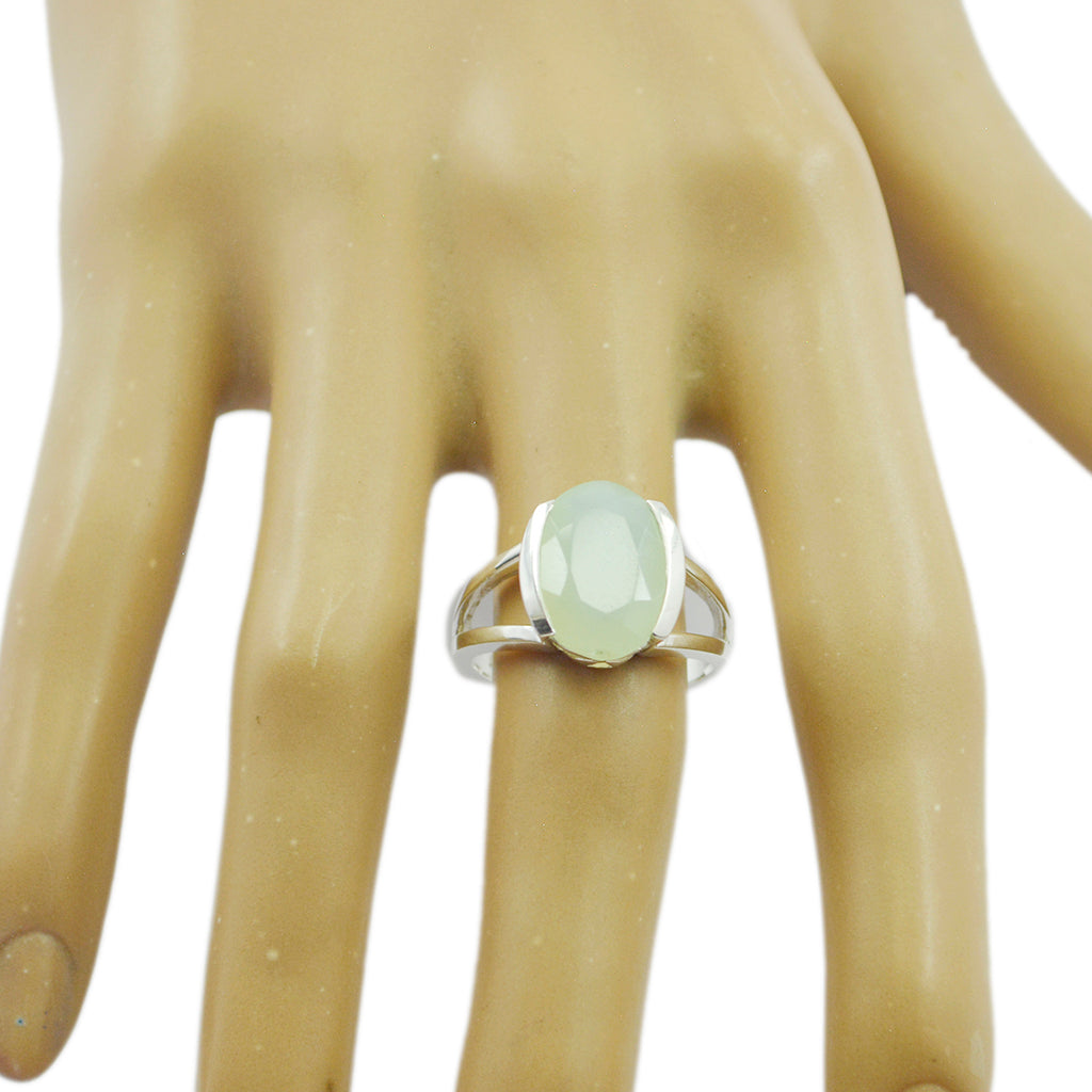 Blue Chalcedony Solitaire German Silver Blue Gems Mid weight Fairytale Ring Jewellery