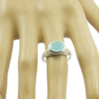 Blue Chalcedony Solitaire German 92.5 Silver Blue Gems Minimal Art Deco Ring Jewelry