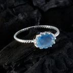 Aqua Chalcedony Solitaire Japanese 925 Sterling Silver Green Gemstone Elegant  Twist Ring Jewelry